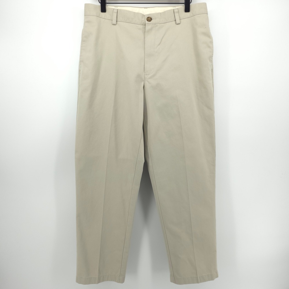 LL Bean Mens Chino Pants Classic Fit 33x29 Khaki Tan Cotton Trousers 212330